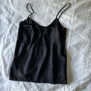 Minimalist 100% Silk Cami Nougat London Black Sz 2